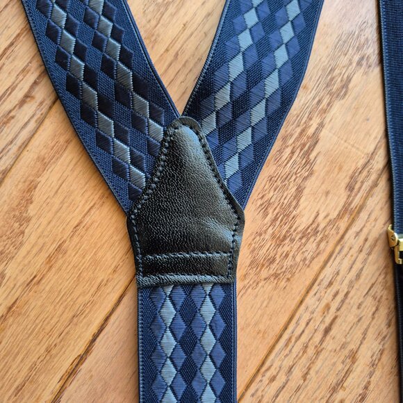 Albert Thurston Blue Diamond Argyle Elastic Suspenders - Picture 10 of 15